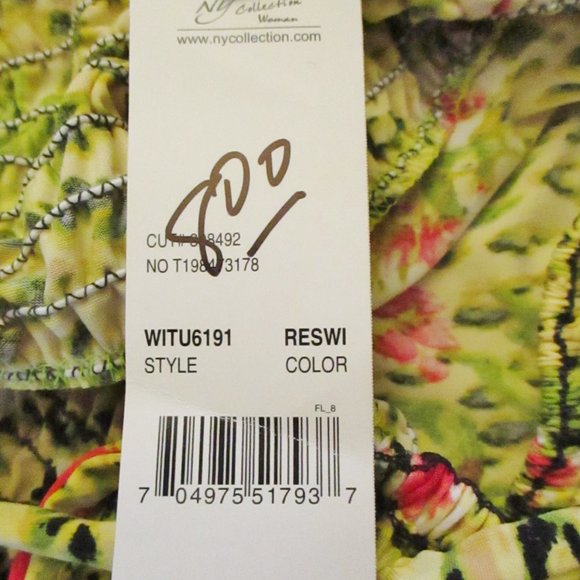 NWT! N Y Collection Womens Cold Shoulder Elastic Smocked Top, Yellow Floral, 2XL - Picture 10 of 14